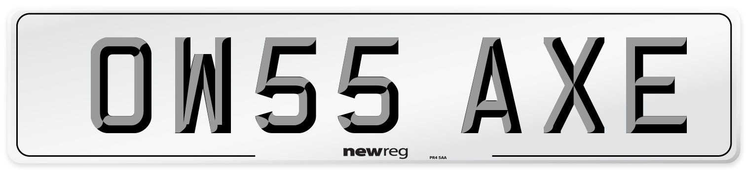 OW55 AXE Number Plate from New Reg